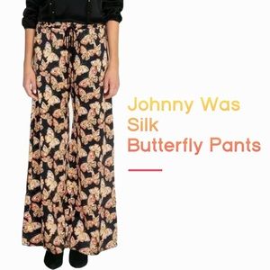 Johnny Was Silk Butterfly palazzo pants